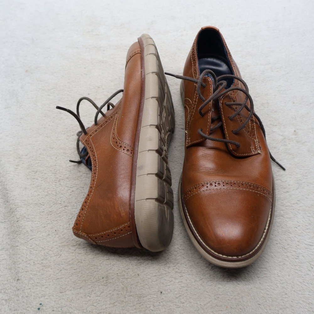 Johnston & Murphy Men 9M Oxford Shoes Brown Milson Classic Cap Toe Leather Dress